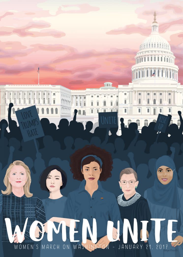 Narya Marcille's poster design has caught the attention of women on Pantsuit Nation. (Artwork: Narya Marcille)