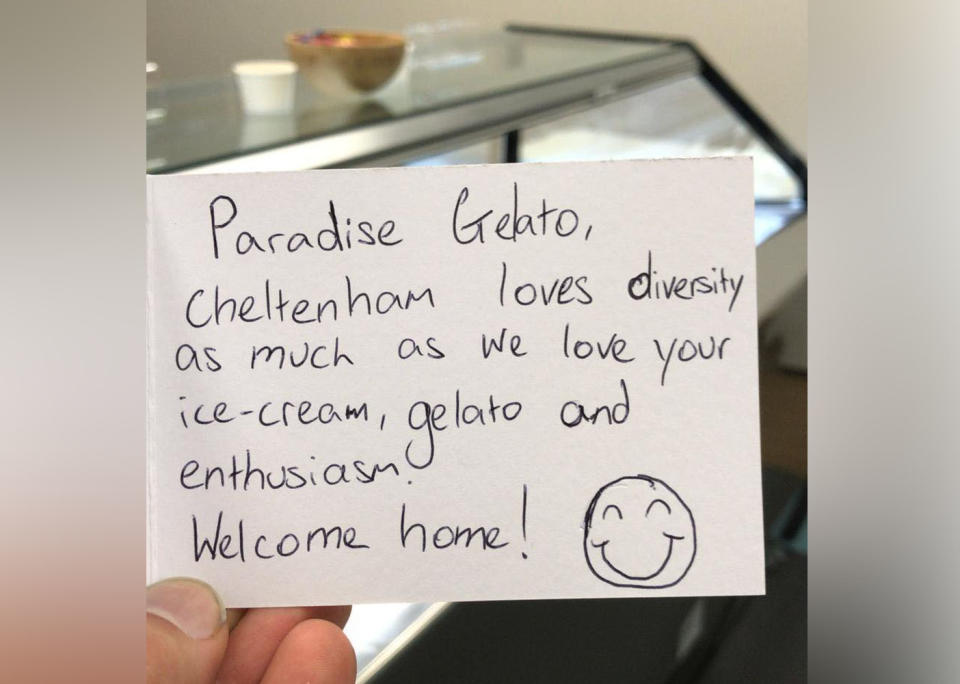 An overwhelming response from customers and community members followed, expressing their support. Source: Paradise Gelato / Facebook