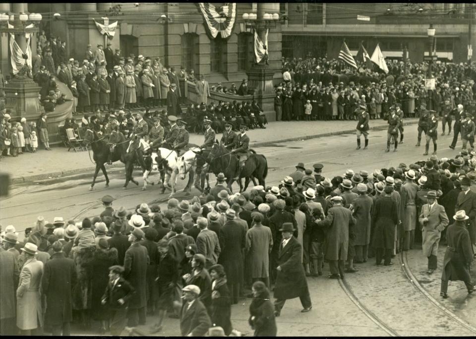 An Armistice Day parade in Providence in November 1932. Congress changed the name of the holiday to Veterans Day in 1954.