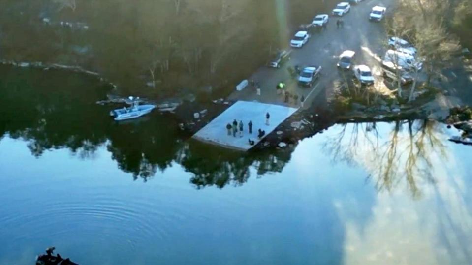 PHOTO: A vehicle was found submerged in the Tennessee River amid the search for a missing deputy in Meigs County, Tennessee, Feb. 15, 2024. (WTVC)