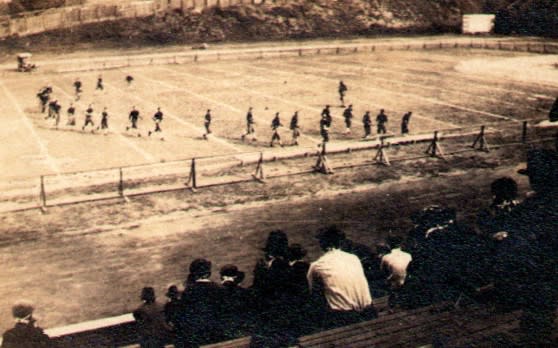 This 1918 photo by Thomas Carter, a Georgia Tech graduate, shows a game at Grant Field during the pandemic. (Photo by Thomas Carter/Provided by Andy McNeil)
