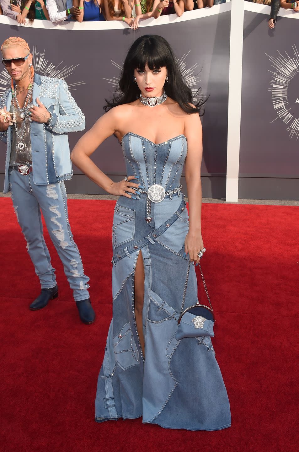 <p>Paying the ultimate homage to Britney Spears, Katy Perry looked pretty awesome in this double denim get-up.</p>