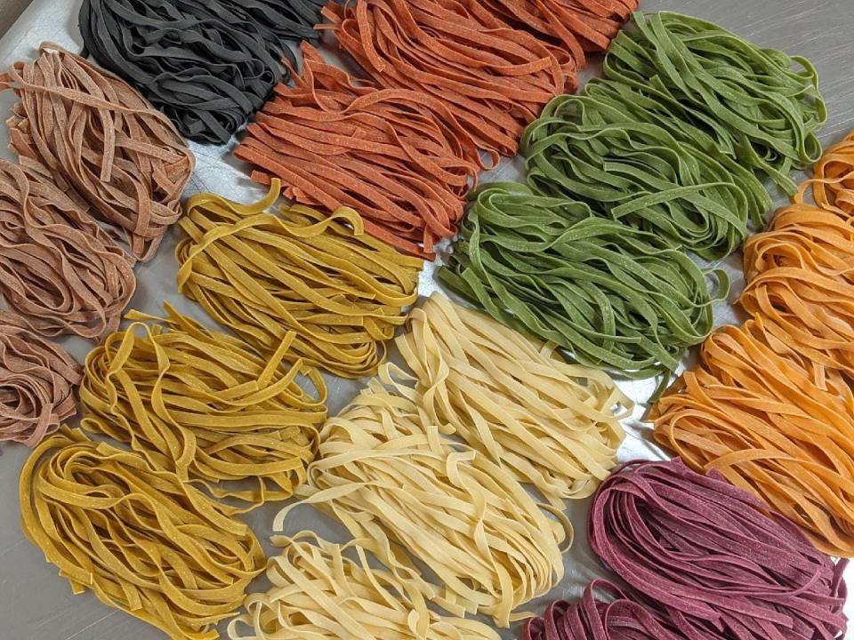 Dalla Terra Pasta makes several tagliatelle flavors, including beet, spinach, garlic and sea salt.