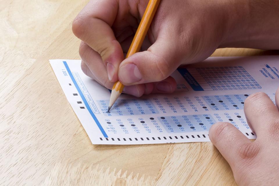 A student taking a standardized test.