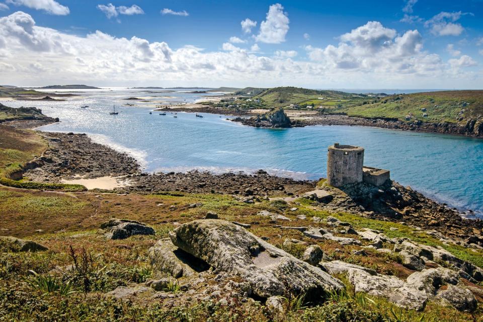 View across the coastline of Tresco in the Isles of Scilly