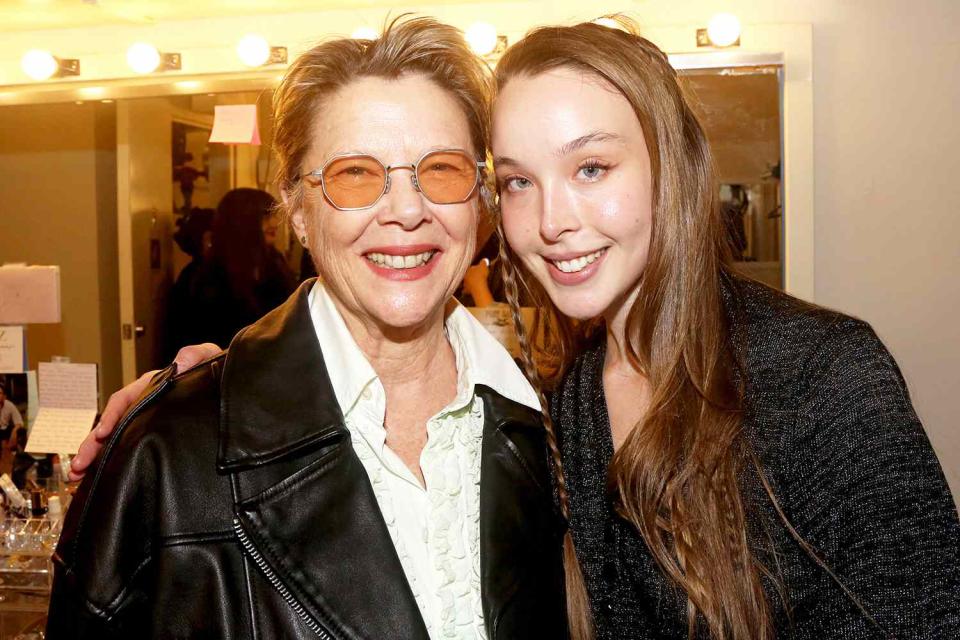 <p>Bruce Glikas/WireImage</p> Annette Bening and daughter Ella Beatty backstage at the Belasco Theatre in New York City on March 26, 2024