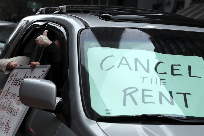 Demonstrators hold May Day protests in Manhattan during the outbreak of the coronavirus disease (COVID-19) in New York