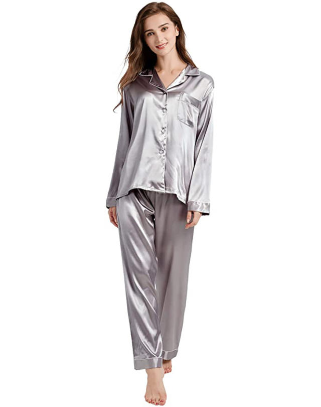 Tony & Candice Men's Classic Satin Pajama Set Sleepwear (Blue