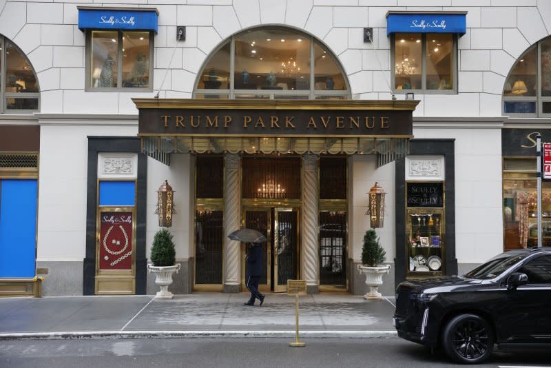 A New York appeals judge has temporarily halted the dissolution of former President Donald Trump's businesses, such as his Park Avenue site in New York City (seen Friday). Photo by John Angelillo/UPI