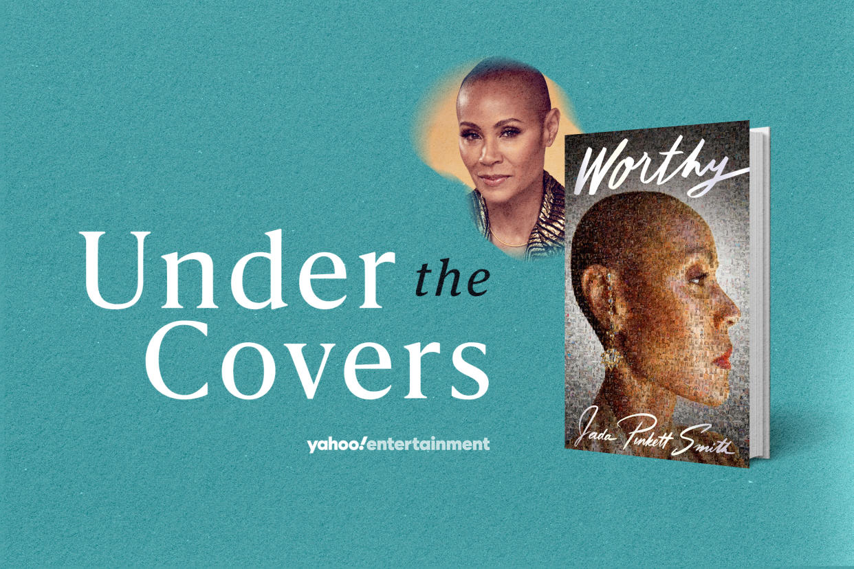 Jada Pinkett talks to Yahoo about her new book, Worthy. (Photo illustration: Yahoo News; photos: Harper Collins.)