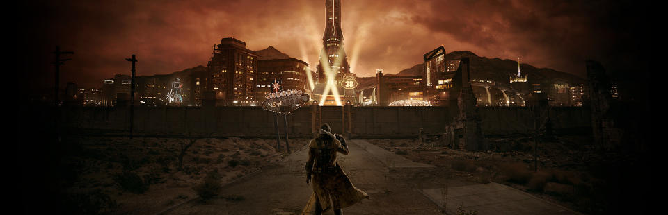 Fallout: New Vegas art approaching the gates of the strip