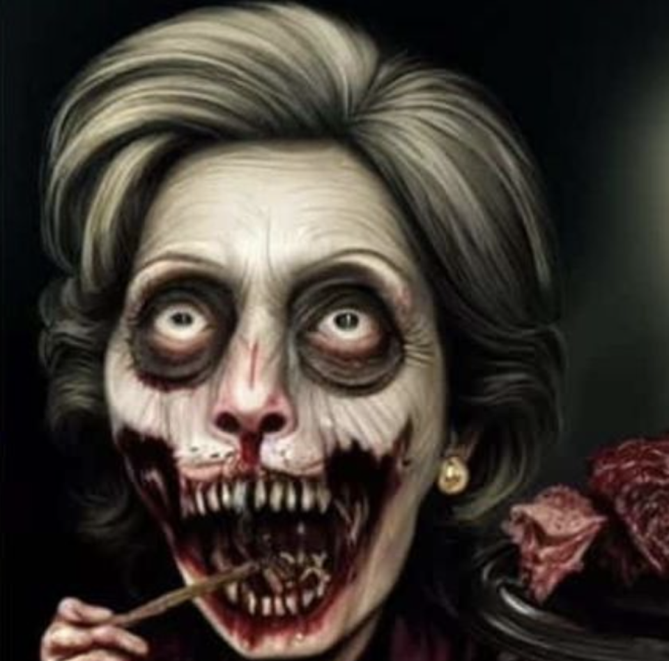 A blog linked to Pelosi assault suspect David DePape featured this image of a ‘zombified’ Hillary Clinton (DePape blog)