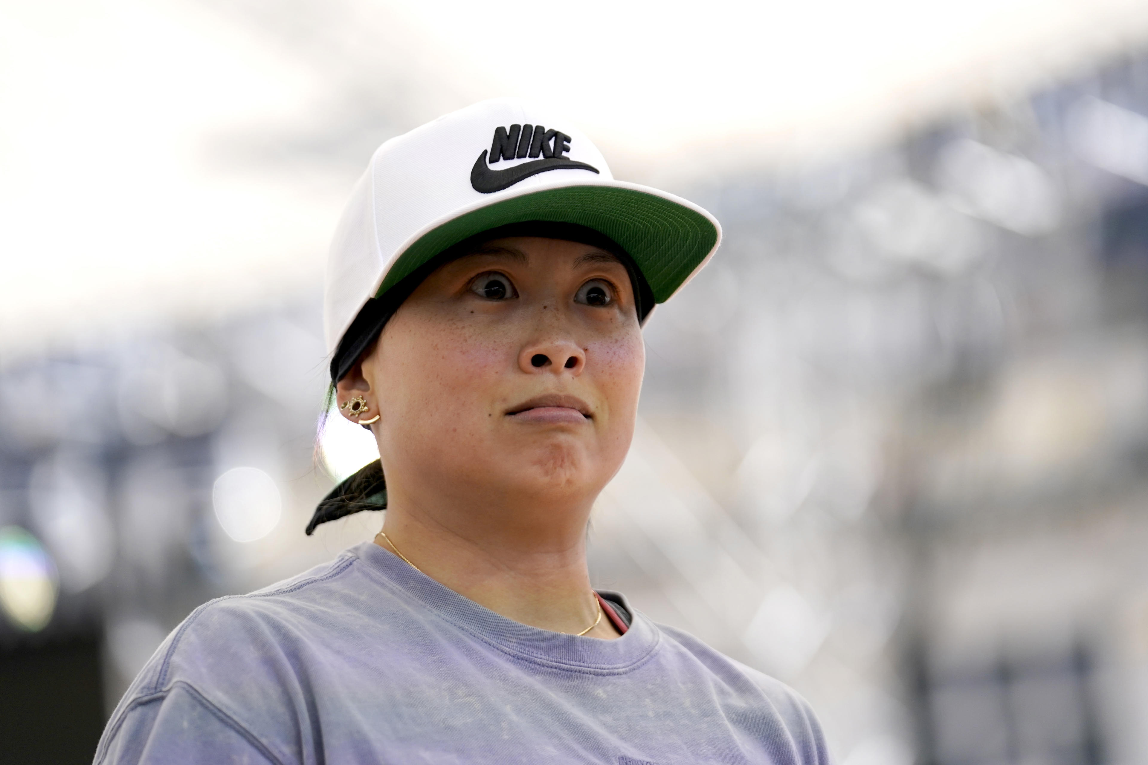 LEUVEN, BELGIUM - SEPTEMBER 23:  Grace Choi called Sunny from United States performs on stage during her exibition during B-girl Pre-Selection Allocations at the WDSF World Breaking Championship 2023 on September 23, 2023 in Leuven, Belgium. (Photo by Pier Marco Tacca/Getty Images)