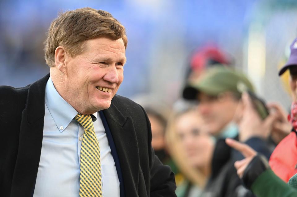 Green Bay Packers president Mark Murphy speaks with fans before the game against the Baltimore Ravens on Sunday, Dec. 19, 2021, at M&T Bank Stadium in Baltimore.