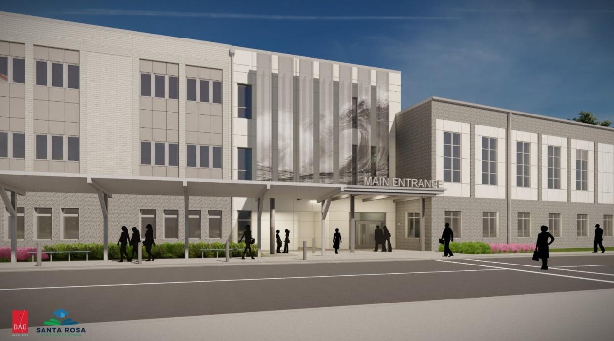 Santa Rosa County's three-story South End High School is anticipated to open to students in fall of 2026.