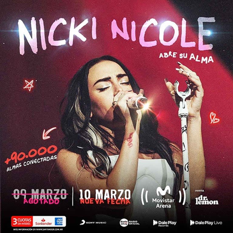 Nicki Nicole agotó nueve Movistar Arena