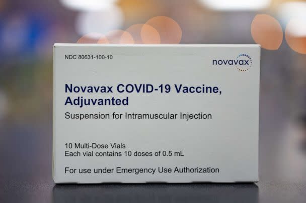 PHOTO: A box of the Novavax Covid-19 vaccine arranged at a pharmacy in Schwenksville, Pennsylvania, Aug. 1, 2022. (Hannah Beier/Bloomberg via Getty Images, FILE)