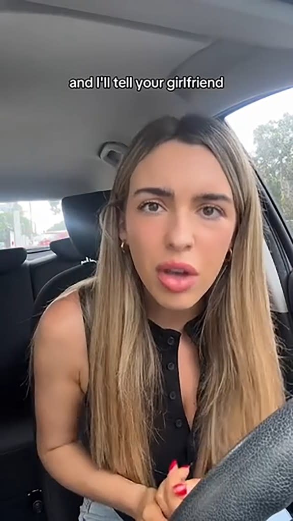 Woman tells her male followers she’ll tell their girlfriends if they like her bikini photos. tiktok/@maddisonlieberwirth