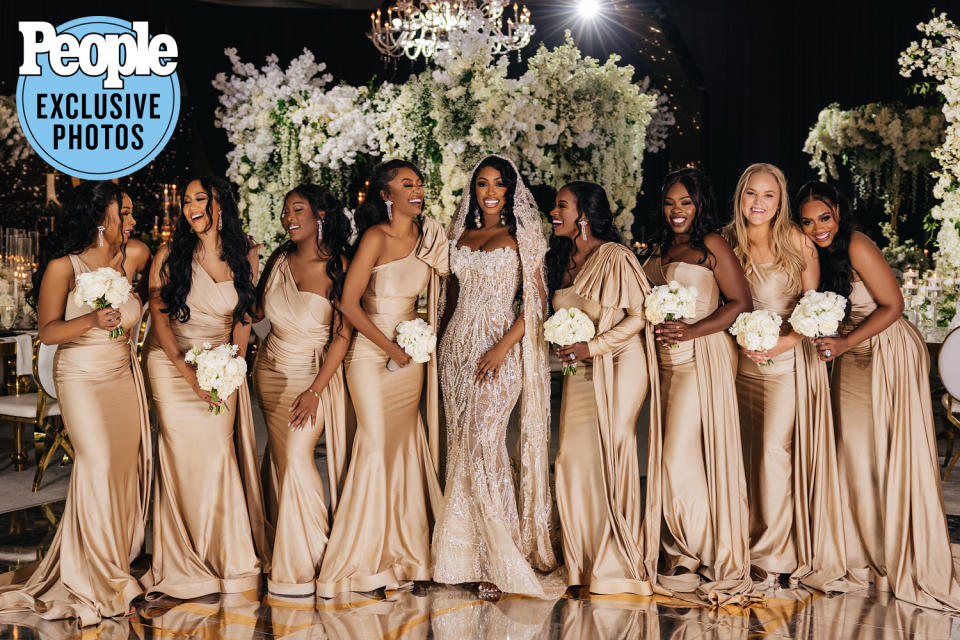 <p>Standing by the couple's side on the big day was Williams' bridal party, consisting of her sister Lauren, who served as her maid of honor, her best friend Shamea Morton, who served as her matron of honor, and her bridesmaids.</p>