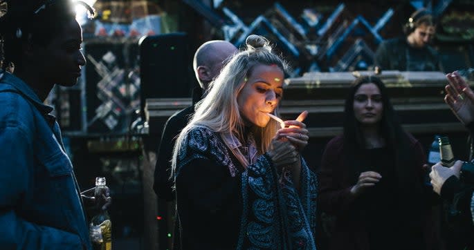 a woman smoking