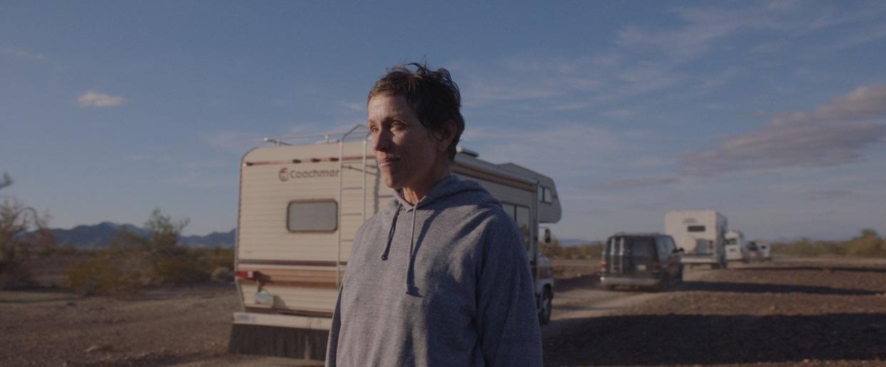 Frances McDormand plays a woman who lives a life on the road in Chloe Zhao's "Nomadland."