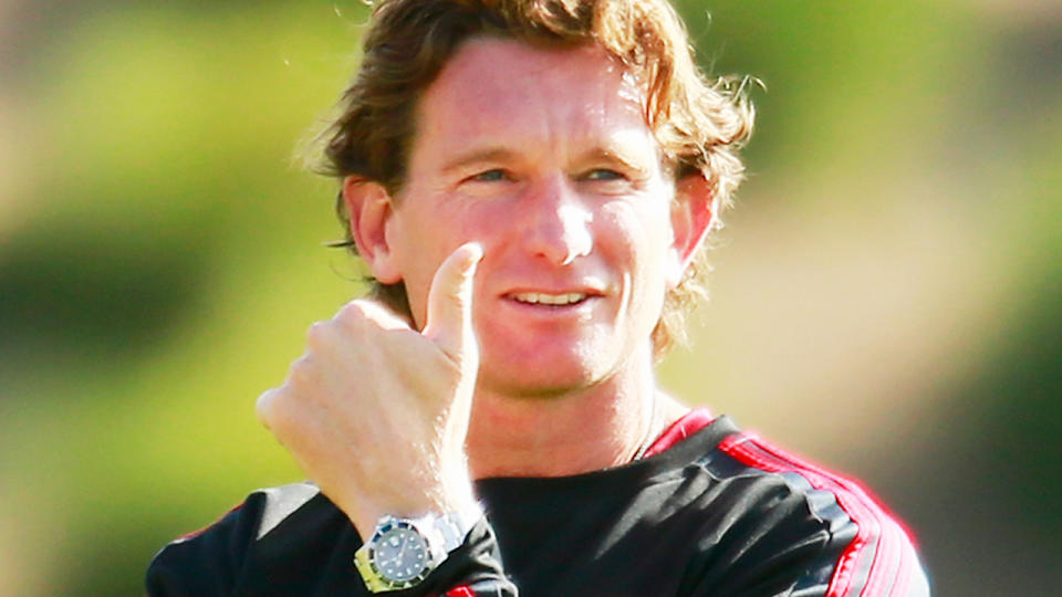 James Hird, pictured here during an Essendon training session in 2015. 