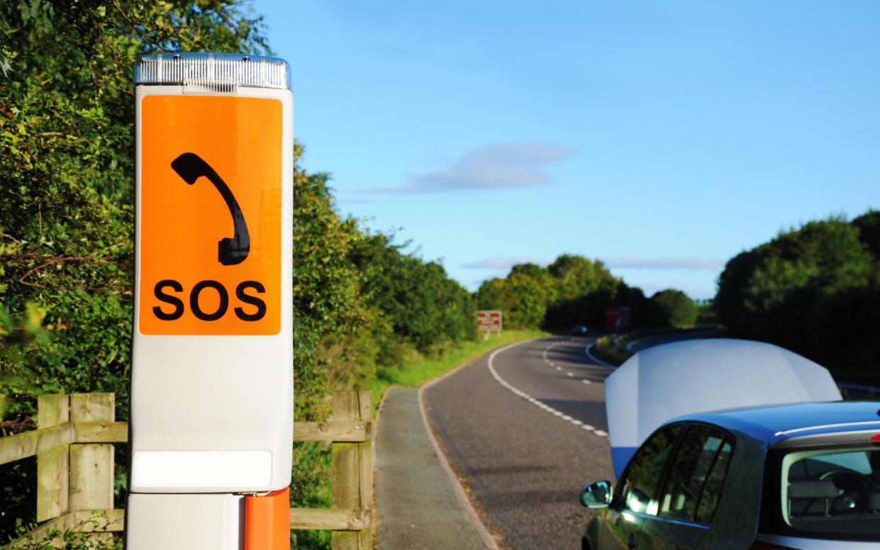 One of the emergency road phones that failed to work in much of England