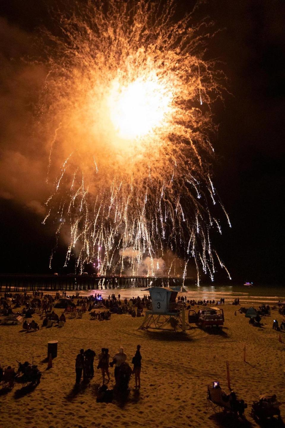 Mild weather and clear skies brought the crowds to the beach for the Pismo Beach firework show, Monday, July 2022.