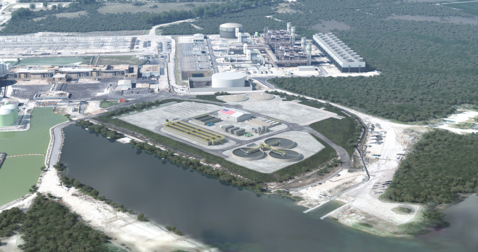 Renderings show the proposed clean water recovery center at Turkey Point, which will treat and re-use up to 15 million gallons of Miami-Dade’s wastewater a day, as well as use it to cool down the plant’s natural gas burning power generator.