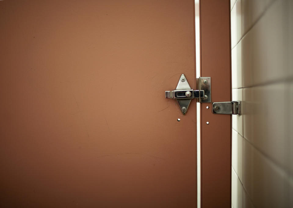 a bathroom stall door