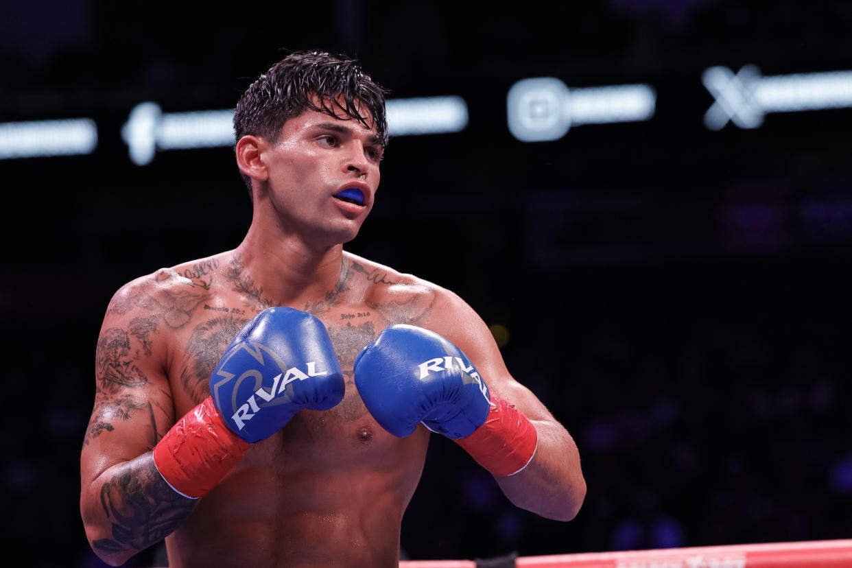 Ryan García el pasado 2 de diciembre en su pelea ante Óscar Duarte. (Carmen Mandato/Getty Images)