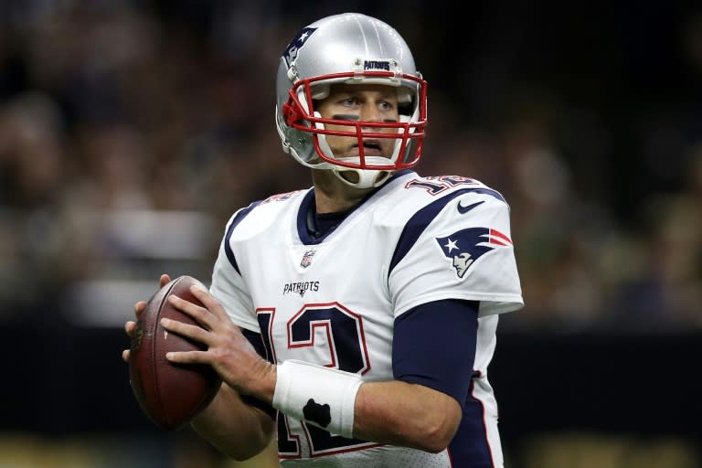 Tom Brady of the New England Patriots throws a pass against the New Orleans Saints at the Mercedes-Benz Superdome on September 17, 2017 in New Orleans, Louisiana