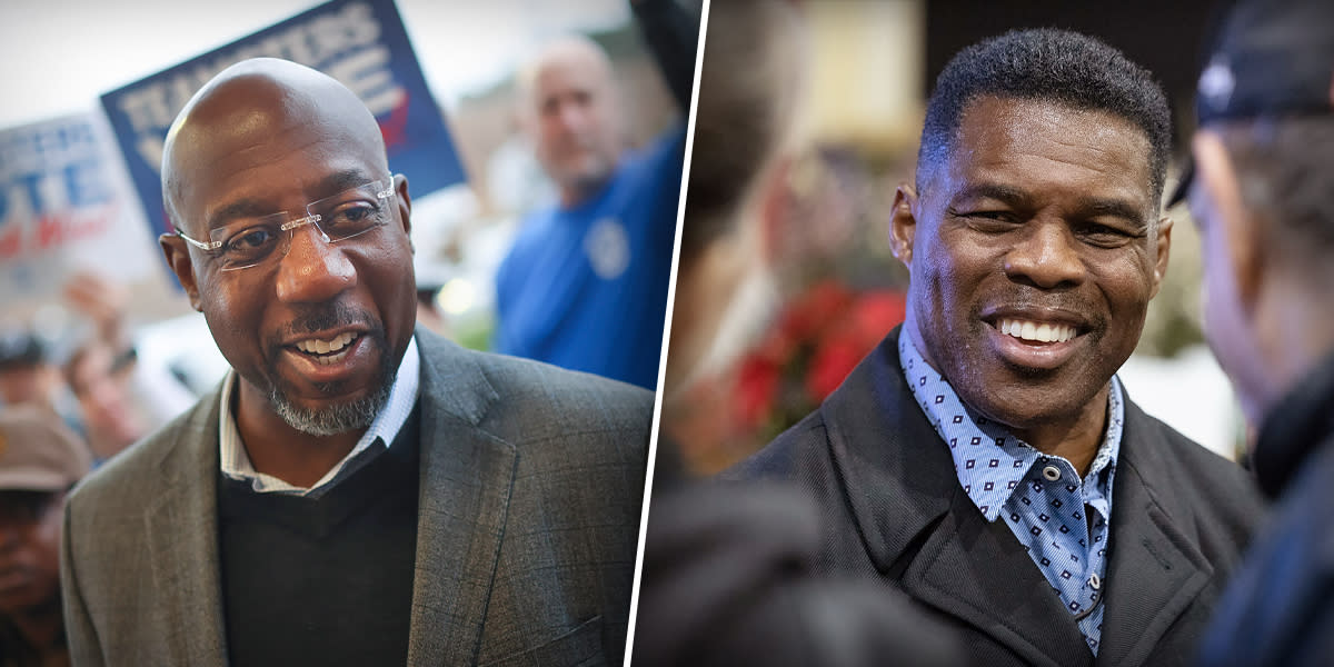 Democratic Sen. Raphael Warnock (left) and Republican rival Herschel Walker. (Getty Images)