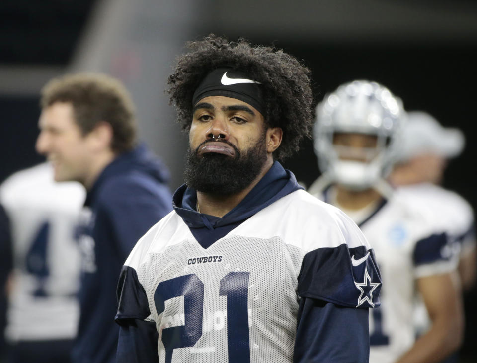 Dallas Cowboys running back Ezekiel Elliott is holding out from training camp. (AP)