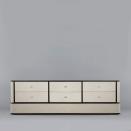 Switch Sideboard, in leather, walnut, and black oak by VIDIVIXI.