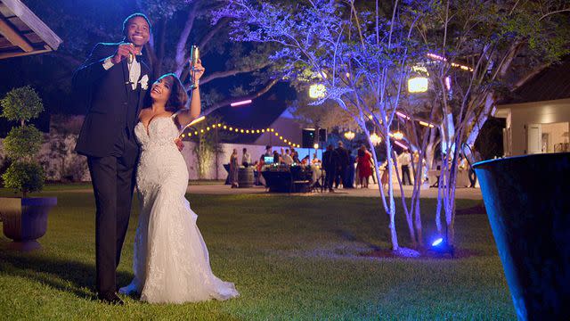 <p>Netflix</p> Milton Johnson and Lydia Velez Gonzalez at their wedding on 'Love Is Blind'