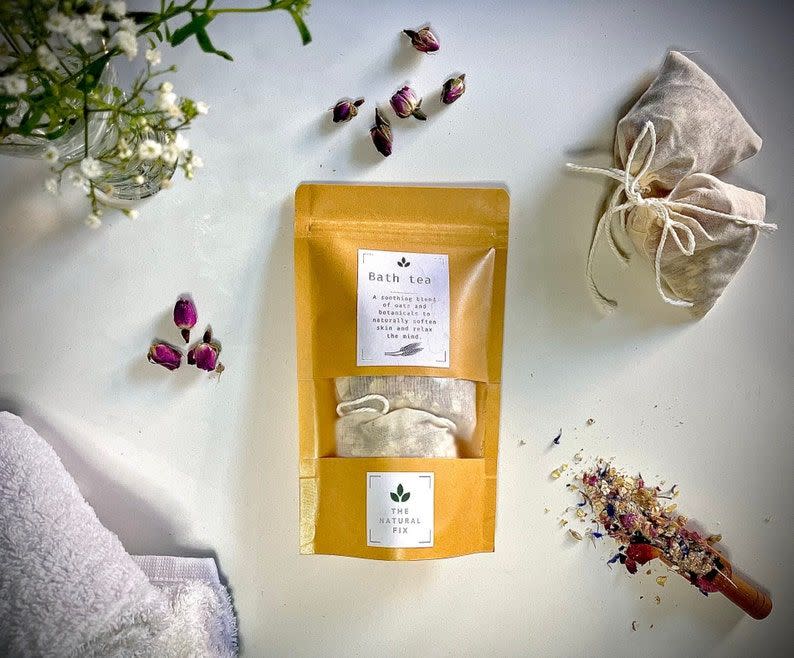 <p><strong>TheNaturalFix</strong></p><p>etsy.com</p><p><strong>$11.30</strong></p><p>Tea bags—but for the bath! Give your full body the steep treatment with these botanical-filled pouches that, when dropped into a hot bath, infuse your senses with the relaxing scents lavender, rose, and chamomile. </p>