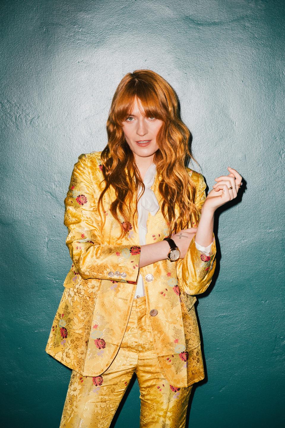 Gucci’s tailoring is so ace, even the queen of ruffled dresses, Florence Welch, is into it.