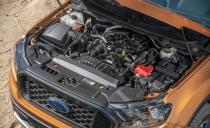 <p>The turbocharged 2.3-liter four-cylinder keeps its distance as the 10-speed automatic keeps the revs low. It's soothing up here, despite some intermittent turbulence from the independent front and live rear axles' reactions to breaks and bumps in the road.</p>