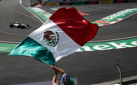 Mercedes driver Lewis Hamilton, from Great Britain, drives in a practice run prior to Sunday's Formula One Mexico Grand Prix auto race at the Hermanos Rodriguez racetrack in Mexico City, Friday, Oct. 26, 2018. - Credit: AP