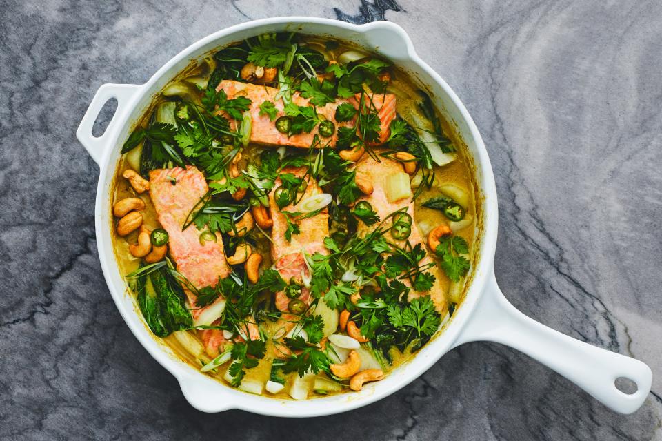 Salmon and Bok Choy Green Coconut Curry