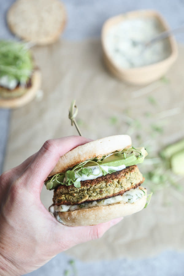 <strong>Get the <a href="https://feedmephoebe.com/gluten-free-white-bean-zucchini-burgers/" target="_blank">Gluten-Free White Bean Zucchini Burgers </a>recipe from Feed Me Phoebe</strong>