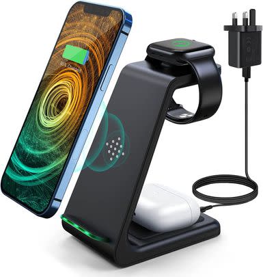 Neaten up his bedside tables with this handy 3-in-1 charging station