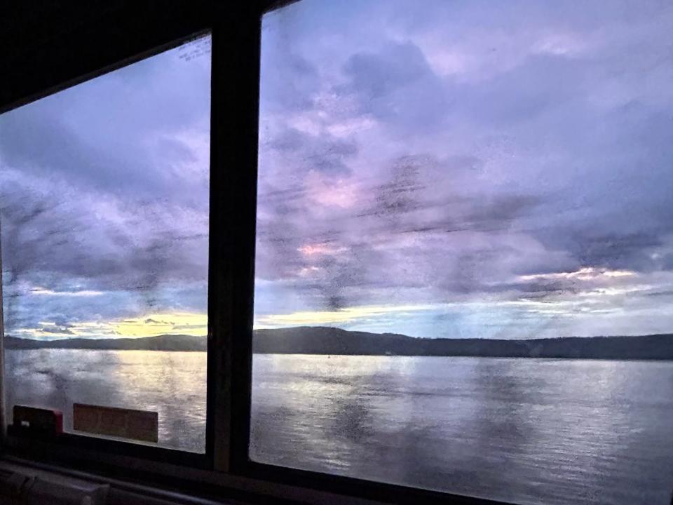 A few of the sunset over the Hudson River from the author's roomette.