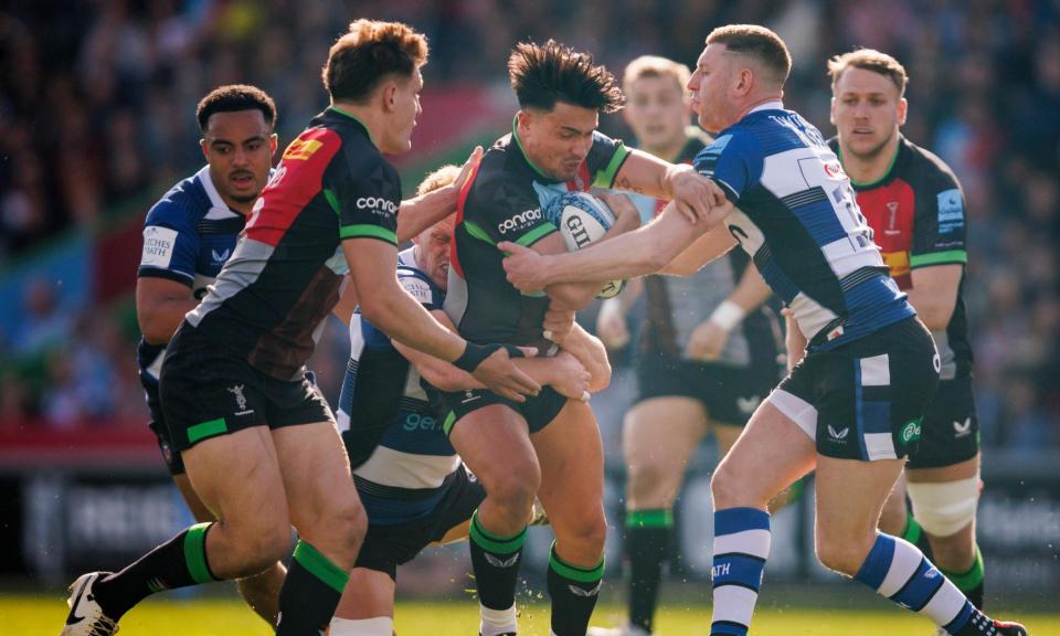 <span>Marcus Smith was a constant threat for Harlequins against Bath.</span><span>Photograph: Bob Bradford/CameraSport/Getty Images</span>