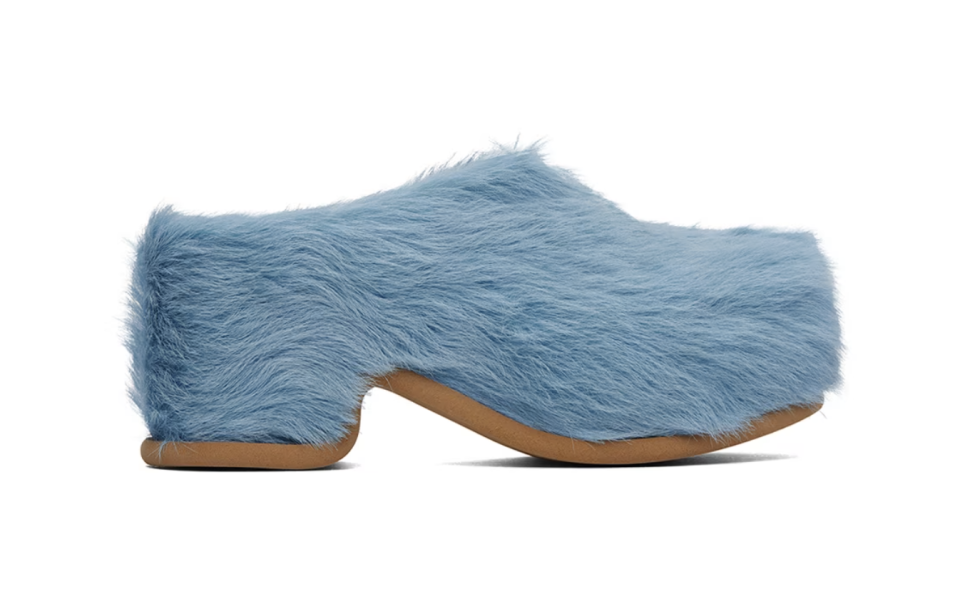 Dries Van Noten, mohair, fur, clog, wood, platform.