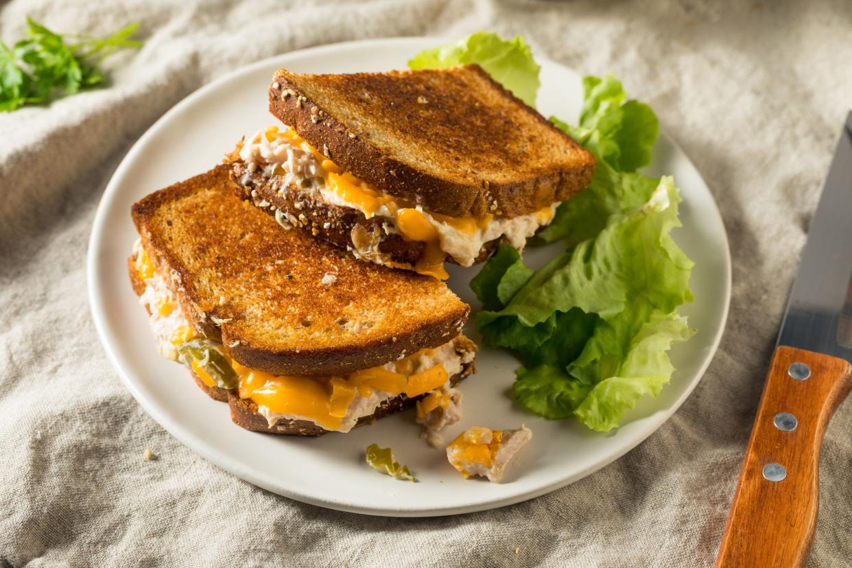 Homemade Toasted Tuna Melt Sandwich with Cheese