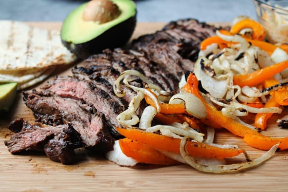 <p>Foody Schmoody Blog</p><p><strong>Get the recipe: <a href="https://foodyschmoodyblog.com/grilled-steak-fajitas/" rel="nofollow noopener" target="_blank" data-ylk="slk:Grilled Steak Fajitas;elm:context_link;itc:0;sec:content-canvas" class="link ">Grilled Steak Fajitas</a></strong></p>