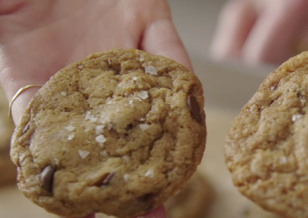 flaky salt on top of a chocolate chip cookie