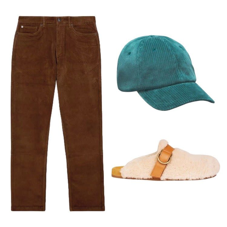 Telluride slippers, £64.50, Penelope Chilvers at snowandrock.com;  Unisex cap, £38, LuluLemon, Trousers, £55, John Lewis